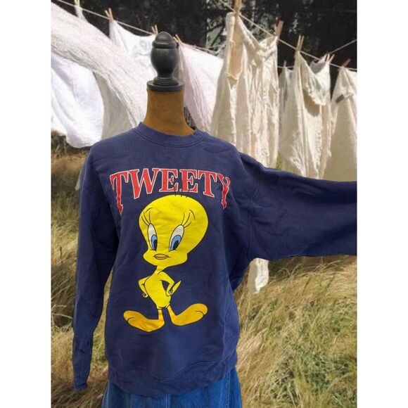 Vintage Tweety Graphic Warner Brothers Cotton Retro Crewneck Sweater - Picture 2 of 12